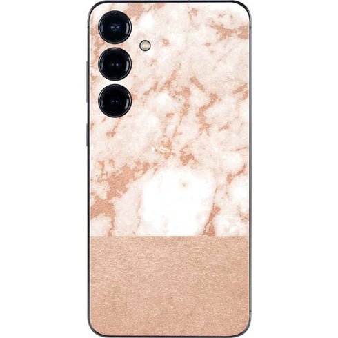White Rose Gold Marble Galaxy S25 Skin